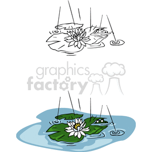 Frog and Water Lilies on Lilypads