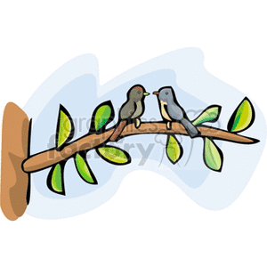 two little birds on a branch