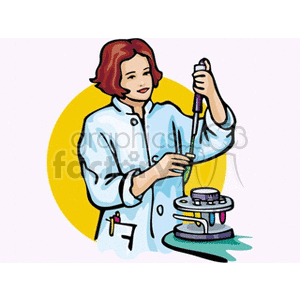 Cartoon Scientist Working in Lab