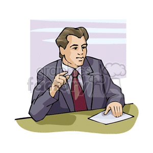 Businessman in Suit at Office Desk