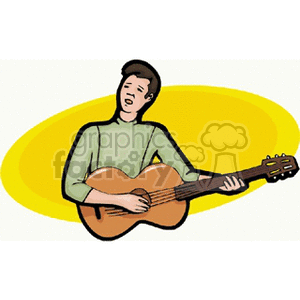 Man Singing and Playing Acoustic Guitar