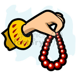 Image of Hand Holding Red Bead Necklaces