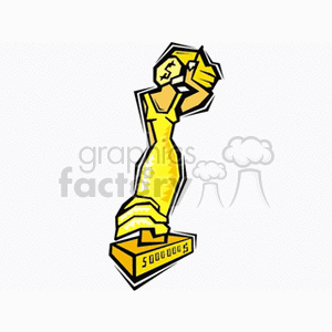 Golden Statue with Phone and Dollar Sign