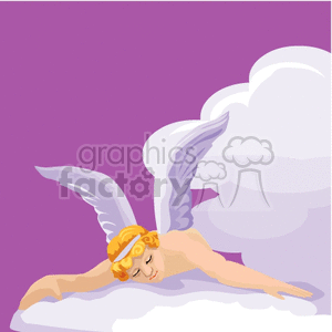 Heavenly Angel Resting on Cloud