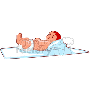 Illustration of a baby lying on a blanket.