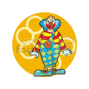 Colorful Circus Clown with Big Red Nose