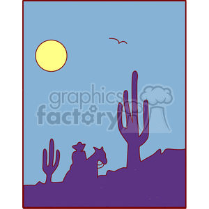 Cowboy Silhouette at Dusk in Desert