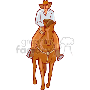 Cowboy with a Leather Hat Riding a Horse Holding a Rope