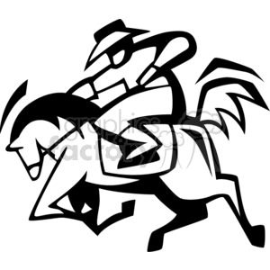 Stylized clipart of a cowboy riding a bucking horse.