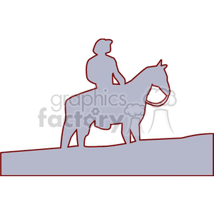 A Grey Silhouette of a Cowboy and His Horse On the Mountain
