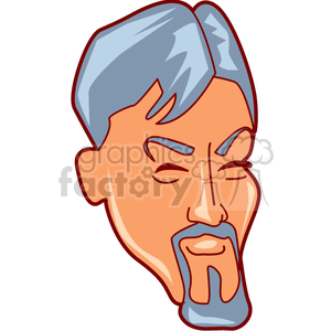 Illustrated clipart of a man's face with a goatee and mustache. The man has closed eyes and stylized features.