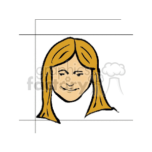 Clipart of a girl's face with long hair.