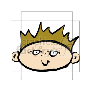 Cartoon Boy Face with Spiky Hair