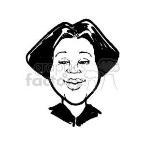 This image is a simple black and white clipart illustration of a smiling female face. The person depicted appears to be a young woman with short hair, full cheeks, and a friendly expression. She seems to be of African descent.
