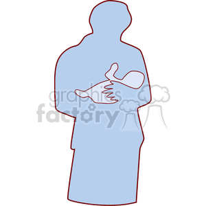 Silhouette of a person holding a baby, representing family and parenthood.