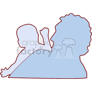 Silhouette of a parent holding a baby, symbolizing love and family.