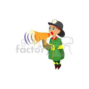 Clipart of a firefighter in uniform holding a megaphone