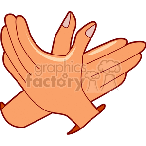 Clipart illustration of two hands forming a bird-like shape with intertwined fingers.