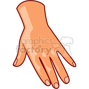 A clipart image of a human hand with fingers extended.