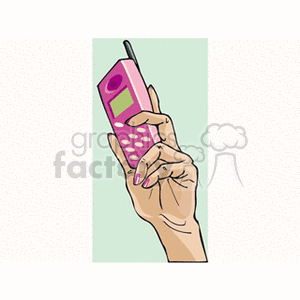 Hand Holding Pink Cell Phone