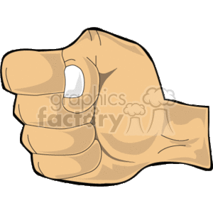 The image is a clipart of a hand making a fist. The hand is shown from the side with the thumb wrapping over the fingers.