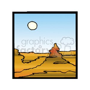 Desert Canyon Landscape - Arid Canyon with Sun