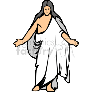 The clipart image shows a figure that appears to be a depiction of Jesus Christ based on common iconography. The figure is shown with long hair, a serene expression, and wearing a white robe.