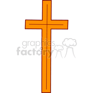 A simple orange Christian cross clipart image.