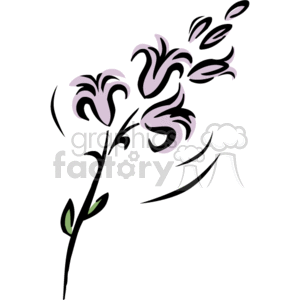 The image is a stylized illustration of a flower, likely representing a generic bloom with a slight resemblance to a lily due to the shape of the petals, depicted with purple and black lines on a white background. It appears to be a clipart or a graphical representation rather than a realistic portrayal of a flower.