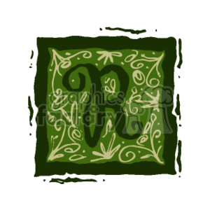 Green Flamed Letter R