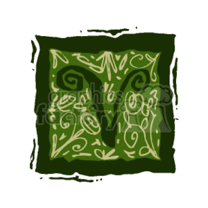 Green Flamed Letter V