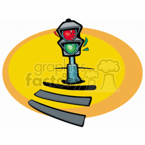 Cartoon Traffic Light on Road