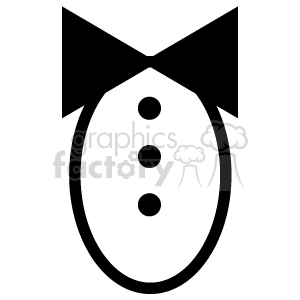 The image depicts a line art of a suit with a bow tie. There are button details and pointed lapels, representing a formal attire typically worn for special occasions or formal events.