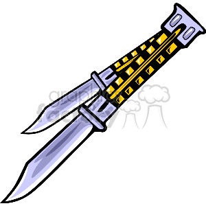 The clipart image shows a double-edged knife with a decorative handle that appears to be a stylized version of a Chinese dagger. The handle is yellow with black accents and ends in a squared pommel.