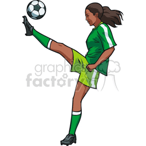 girl soccer player kicking the ball