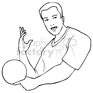The clipart image shows a simplified black and white representation of a person holding a ping pong paddle in one hand and a ping pong ball in the other. The person is in a casual posture and appears to be preparing for or engaged in a game of table tennis.