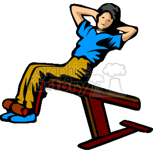 Person Doing Sit-ups on Workout Bench for Fitness