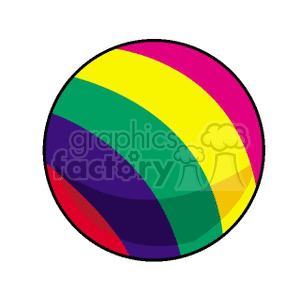 a colorful striped ball with a black outline