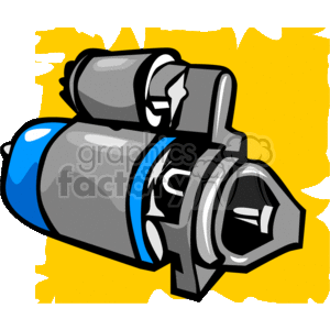   This clipart image depicts a stylized illustration of a car starter motor. The starter is typically used to initiate the engine