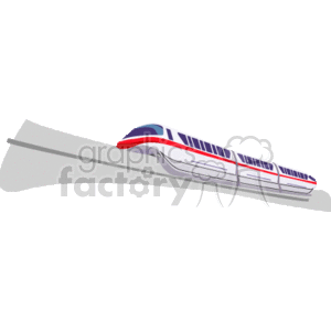 The image is a clipart of a modern high-speed train on tracks. The train is depicted from a side view, showing its sleek profile and aerodynamic design, with a color scheme that includes red, white, and blue.