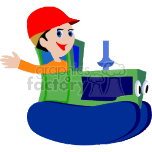 Cartoon Construction Worker Operating a Friendly Bulldozer