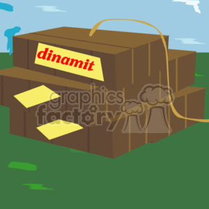 The clipart image features a bundle of cartoon-style dynamite sticks. The dynamite is brown with yellow accents and has a label with the word dinamit on it. There is a fuse attached to the bundle, suggesting that it is ready to be ignited.