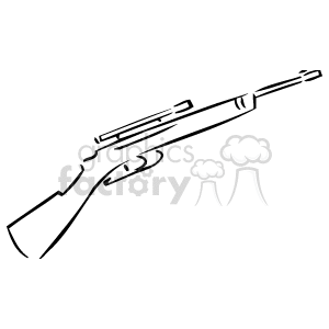 The clipart image depicts a simplified outline of a rifle, which is a type of firearm designed to be fired from the shoulder, with a barrel that has a helical groove or pattern of grooves (rifling) cut into the barrel walls.