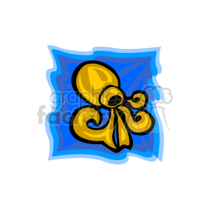 The image is a stylized representation of the Aquarius zodiac sign. It features a golden water-bearer symbol, which is the traditional symbol for Aquarius, set against a blue background that has a wavy, water-like pattern.
