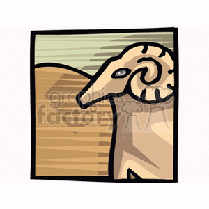 An illustrated clipart image featuring a ram, symbolizing the Aries zodiac sign in horoscopes.