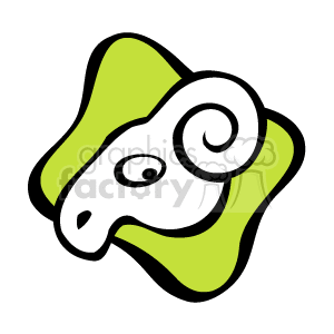 The clipart image depicts a stylized representation of the Aries zodiac sign. It features a simplified ram's head with two curved horns, designed with clean lines and a combination of white and green colors.