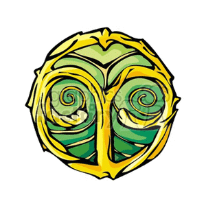 A vibrant clipart image featuring the Aries zodiac sign symbol, represented by stylized and swirling yellow and green lines forming a ram-like shape.