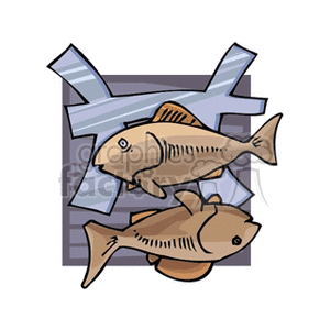 Clipart image of the Pisces zodiac sign, depicted by two fish swimming in opposite directions.