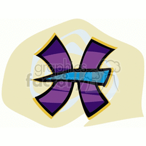 Clipart image of the Pisces star sign symbol, represented by two purple fish connected by a blue band.