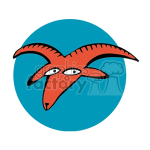 Clipart image of a stylized goat head representing the Capricorn zodiac sign, placed against a blue circle background.